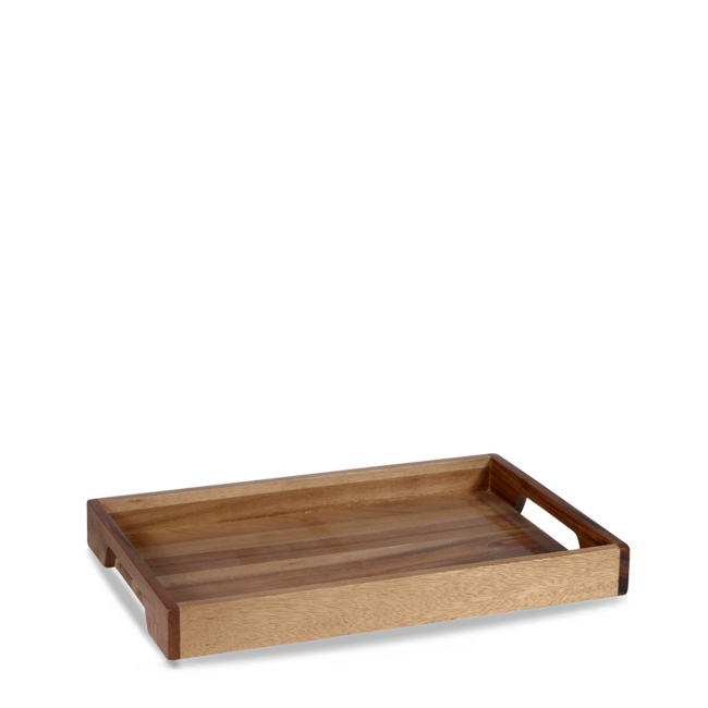 Churchill Servies Horeca Kwaliteit Wood Solid Base Handled Tray 4/box