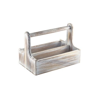 Non Food Company Houten tafelcaddy m/handvat wit 25x15,3x18 cm