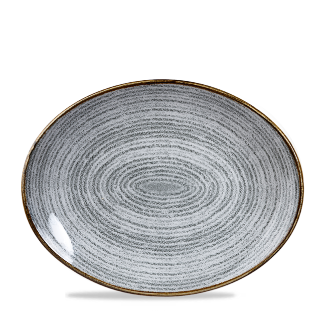 Churchill Servies Horeca Kwaliteit Studio Prints Stone Grey Orbit Oval Coupe Plate 32cm 12/box
