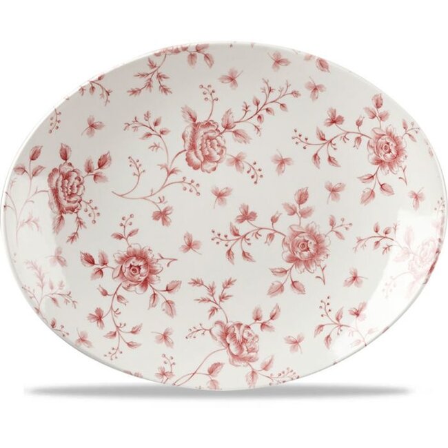 Churchill Servies Horeca Kwaliteit Rose Chintz Cranberry Orbit Oval Coupe Plate 32cm 6/box