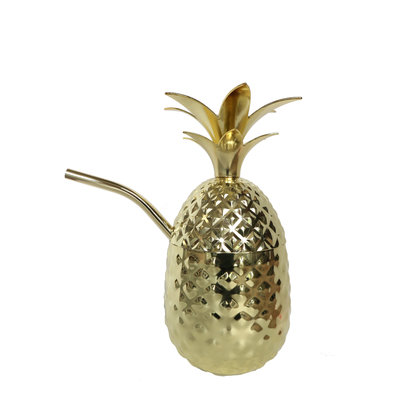 Non Food Company Metal pineapple with straw Gold 455 ml