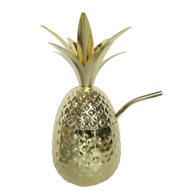 Non Food Company Metal Pineapple with straw Gold 710 ml