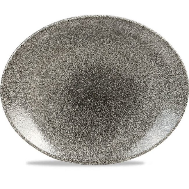 Churchill Servies Horeca Kwaliteit Raku Quartz Black Orbit Oval Coupe Plate 28.1cm 12/box
