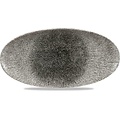 Churchill Servies Horeca Kwaliteit Raku Quartz Black Oval Chefs Bord 35x17.5cm