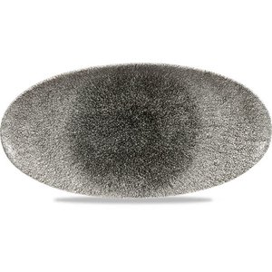 Churchill Raku Quartz Black Oval Chefs Bord 35x17.5cm