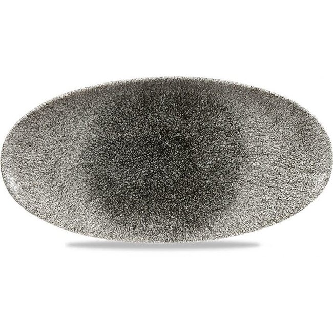 Churchill Servies Horeca Kwaliteit Raku Quartz Black Oval Chefs Plate 34.7 x 17.3cm 6/box
