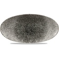 Churchill Servies Horeca Kwaliteit Raku Quartz Black Oval Chefs Bord 30x15cm