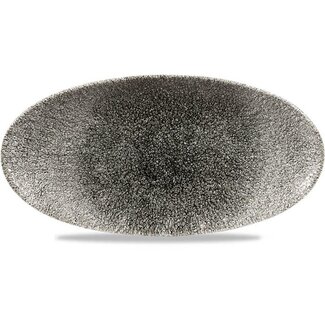 Churchill Servies Horeca Kwaliteit Raku Quartz Black Oval Chefs Bord 30x15cm
