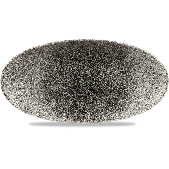 Churchill Servies Horeca Kwaliteit Raku Quartz Black Oval Chefs Plate 29.9 x 15cm 12/box