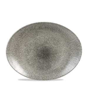 Churchill Servies Horeca Kwaliteit Raku Quartz Black Orbit Oval Coupe Bord 31.7cm