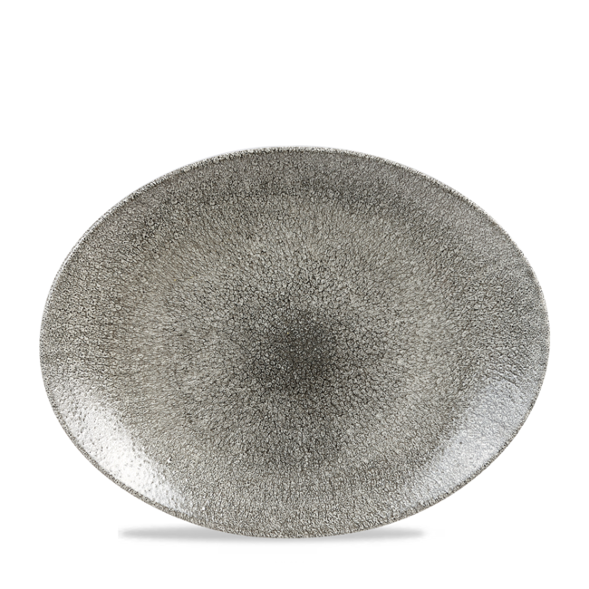 Churchill Servies Horeca Kwaliteit Raku Quartz Black Orbit Oval Coupe Plate 32cm 12/box
