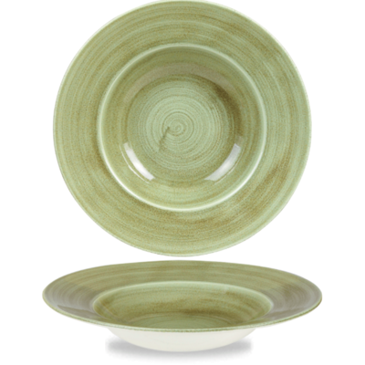 Churchill Servies Horeca Kwaliteit Stonecast Patina Burnished Green Profile Wide Rim Bowl 28cm