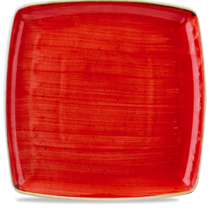 Churchill Stonecast Berry Red Deep Square Bord 26cm