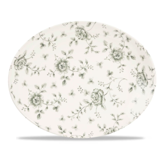 Churchill Servies Horeca Kwaliteit Rose Chintz Grey Orbit Oval Coupe Bord 31.7x25.5cm