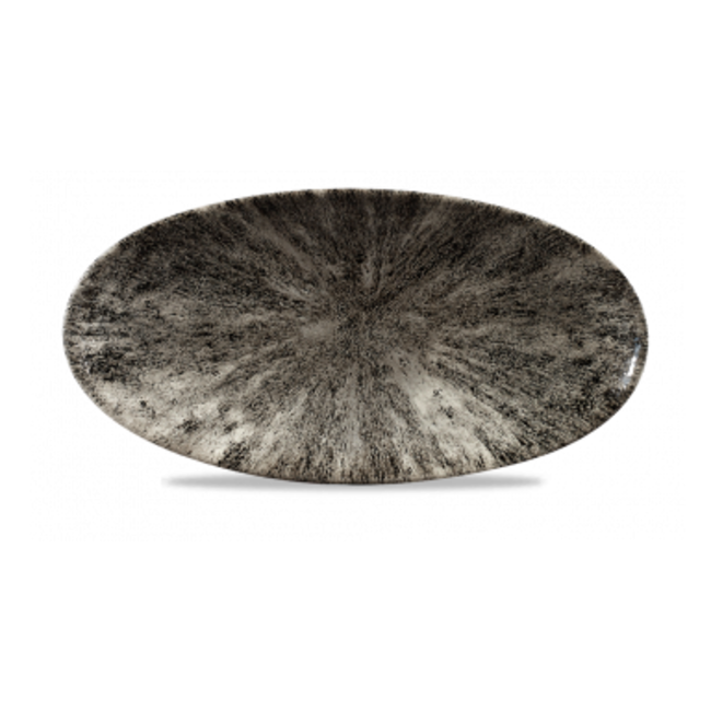 Churchill Servies Horeca Kwaliteit Stone Quartz Black Oval Chefs Plate 29.9 x 15cm 12/box