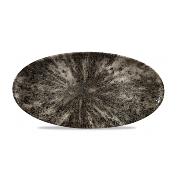 Churchill Servies Horeca Kwaliteit Stone Quartz Black Oval Chefs Plate 34.7 x 17.3cm 6/box