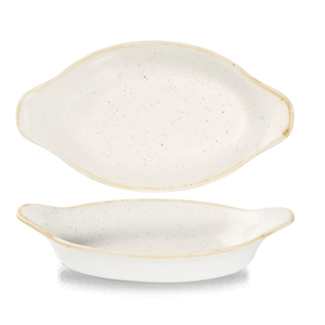 Churchill Stonecast Barley White Small Oval Eared Dish 20.5x11.3cm