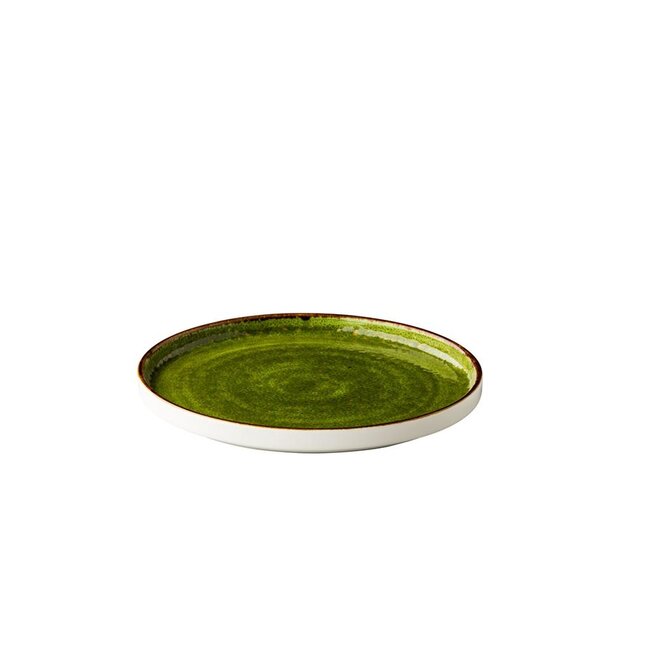 Q Authentic Servies Horeca Kwaliteit Jersey Bord Opst. Rand Stapelbaar Groen 25,4 cm 6/box