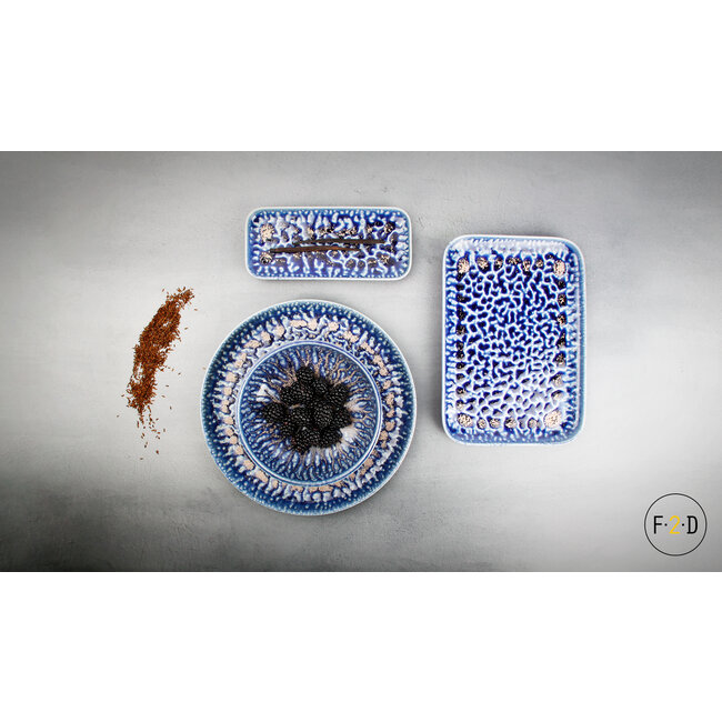 F2D servies Horeca Kwaliteit F2D | Oxido Plat bord 22x10cm rechthoekig cobalt