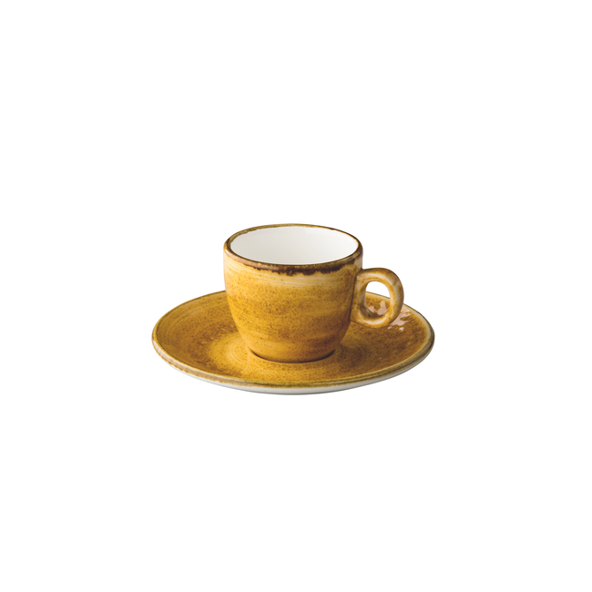 Q Authentic Servies Horeca Kwaliteit Jersey Espresso Kop Stapelbaar Geel 80 ml 6/box
