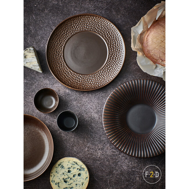 F2D servies Horeca Kwaliteit F2D | Brass Plat Bord 27,5cm gestreept Silver