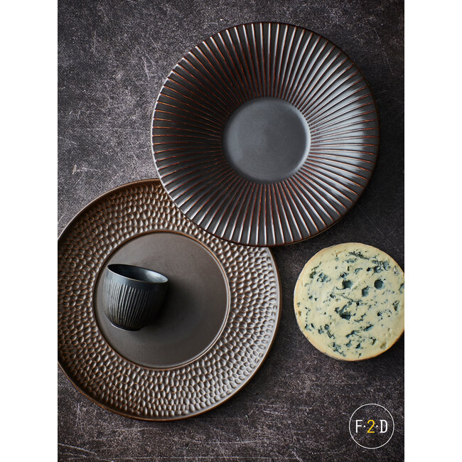 F2D servies Horeca Kwaliteit F2D | Brass Diep Bord 26xH5,5cm gestreept Silver