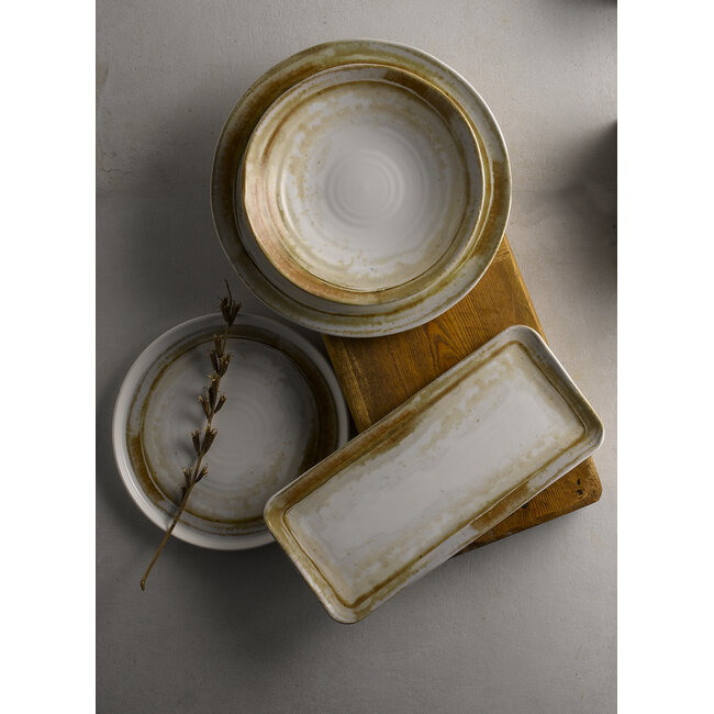 Dudson Servies Horeca Kwaliteit Sandstone Organic Coupe Rect Platter 34,6x15,6cm 6/box