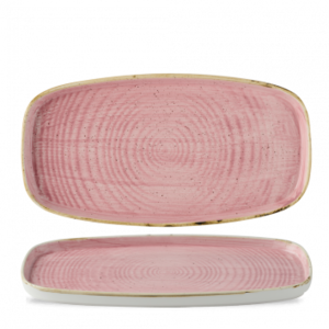 Churchill Stonecast Petal Pink Oblong Chefs Walled Bord 15x30cm