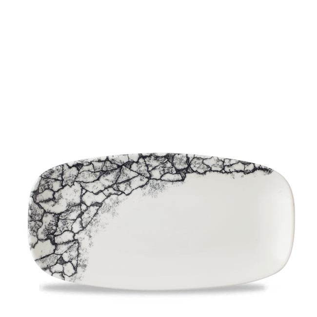 Kintsugi Accents Quartz Black Chefs Oblong Plate 12/box