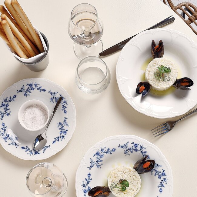 BonBistro Servies Horeca Kwaliteit F2D | Plat bord 20,5 cm blue flower Retro 6/box