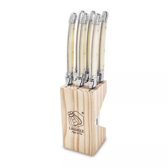 Laguiole Premium Line Steakmessen Parelmoer 6/set