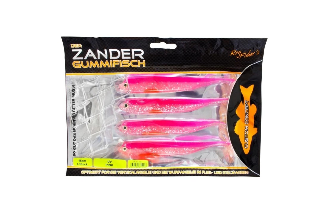 DER ZANDER GUMMIFISCH 20 CM UV PINK P/3
