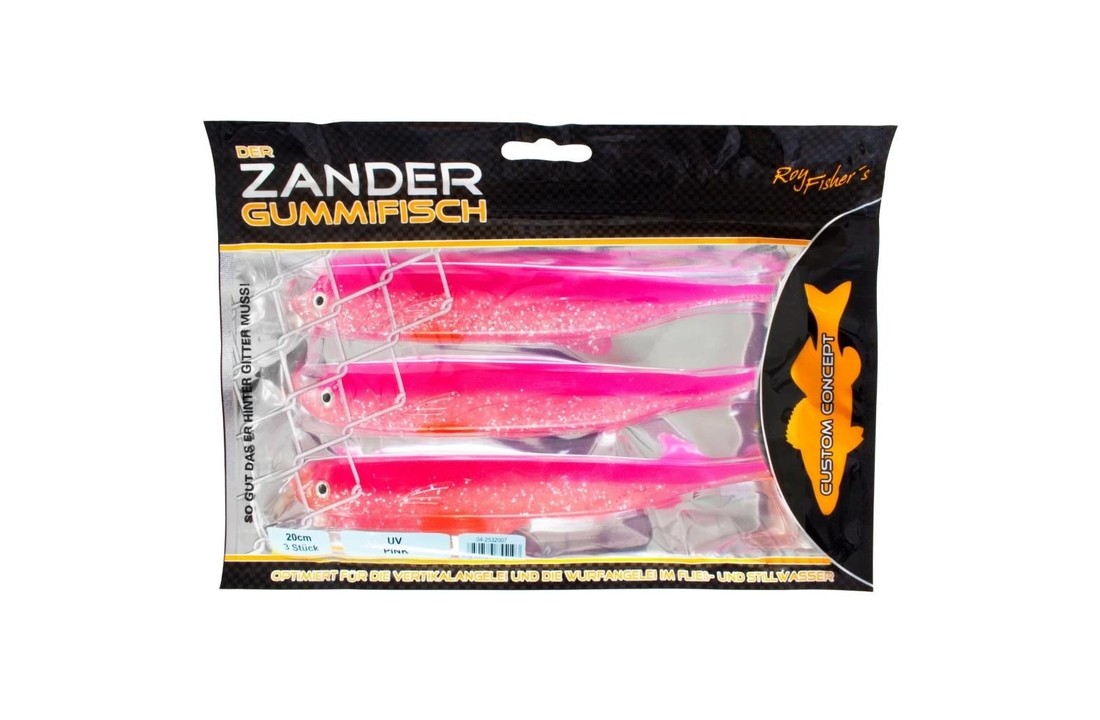 DER ZANDER GUMMIFISCH 20 CM UV PINK P/3