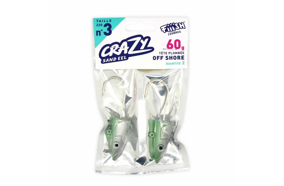 CRAZY SAND EEL 150 JIGHEAD PEARL GREEN OFF SHORE 20 GRAM P/2