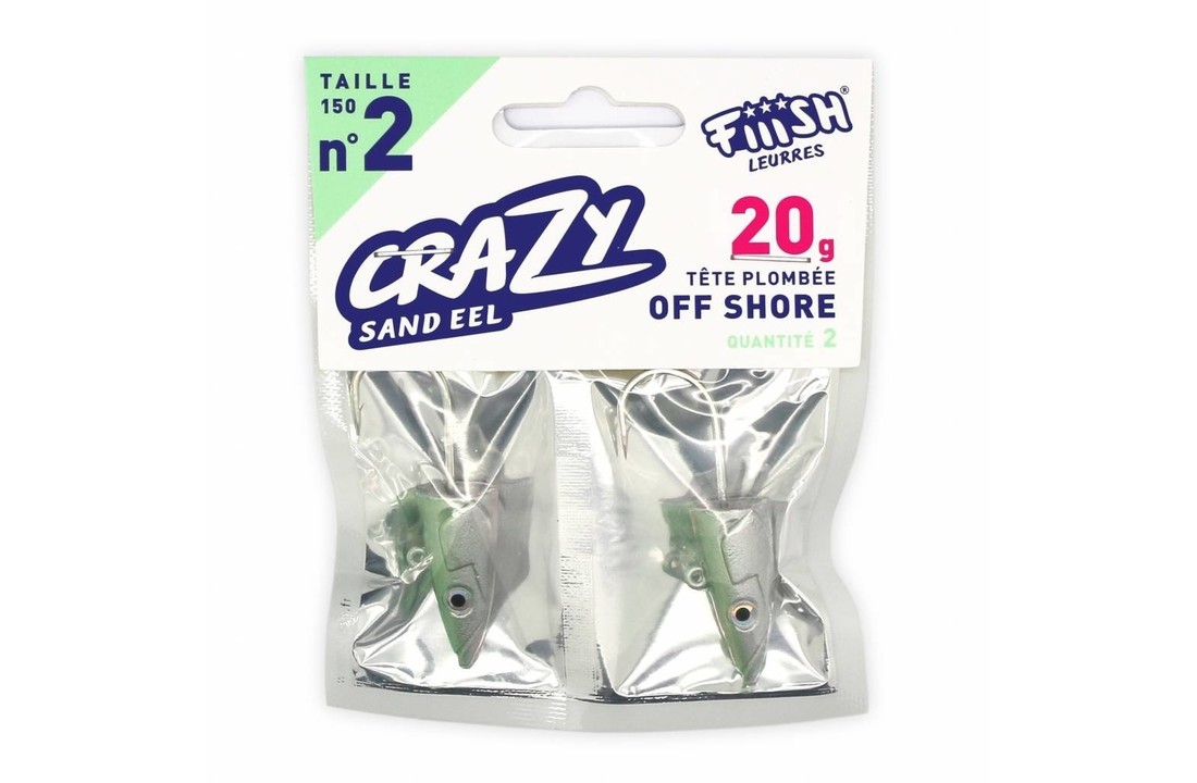 CRAZY SAND EEL 220 JIGHEAD PEARL GREEN OFF SHORE 60 GRAM P/2