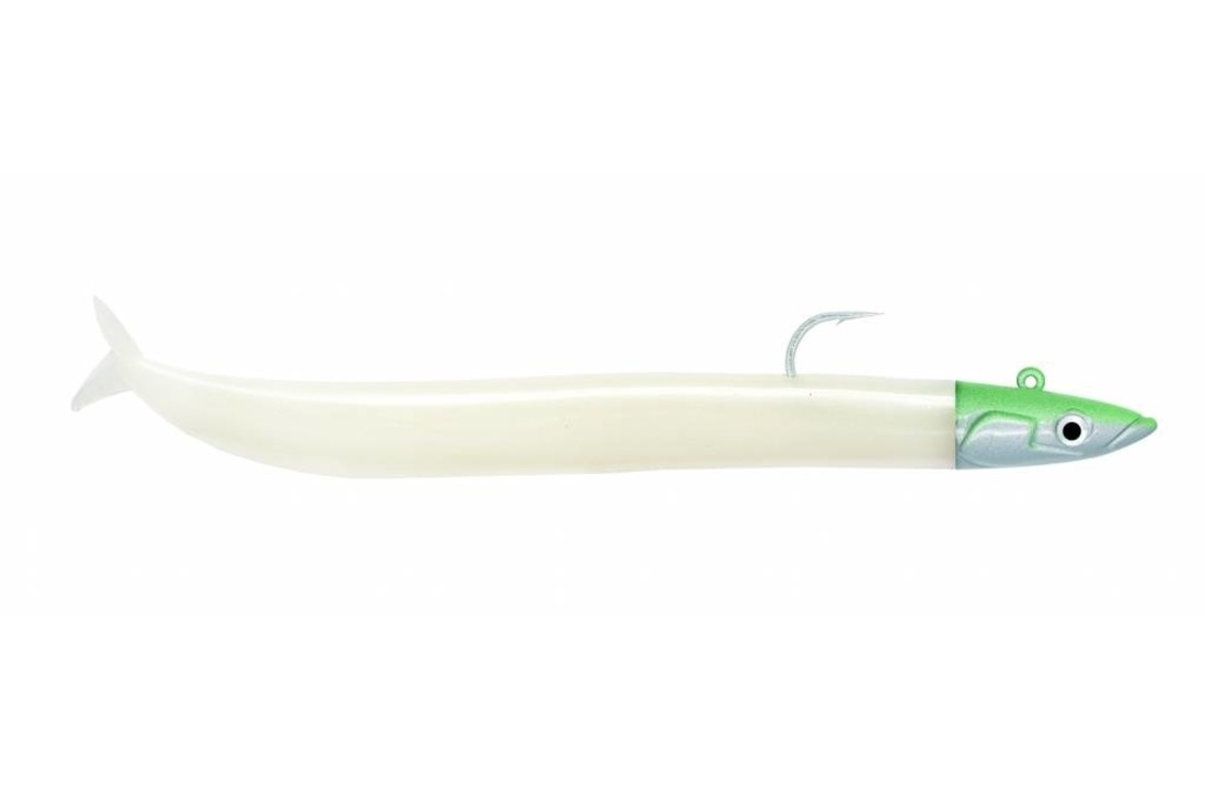 CRAZY SAND EEL 150 COMBO OFF SHORE WHITE COCO + 20 GRAM JIGHEAD PEARL GREEN + EXTRA BODY