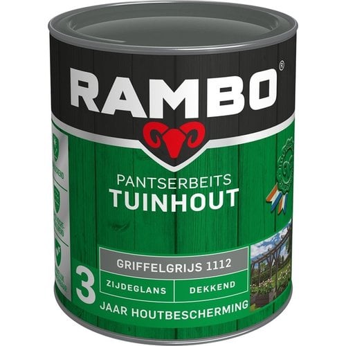 Rambo Pantserbeits Tuinhout Zijdeglans Dekkend - 750 ml Griffelgrijs