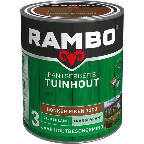 Rambo Pantserbeits Tuinhout Zijdeglans Transparant - 750 ml Donker eiken