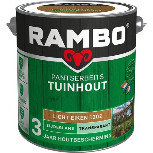 Rambo Pantserbeits Tuinhout Zijdeglans Transparant - Licht eiken