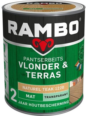Rambo Pantserbeits Vlonder & Terras Mat Transparant - 1 liter Naturel teak