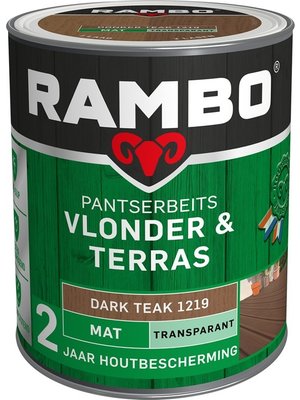 Rambo Pantserbeits Vlonder & Terras Mat Transparant - 1 liter Dark teak