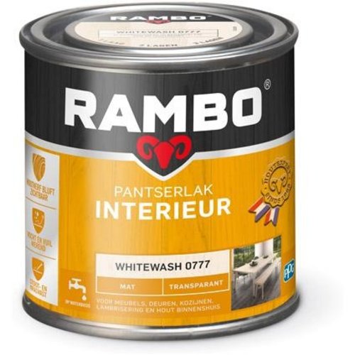 Rambo Pantserlak Interieur Transparant Mat - 250 ml Whitewash