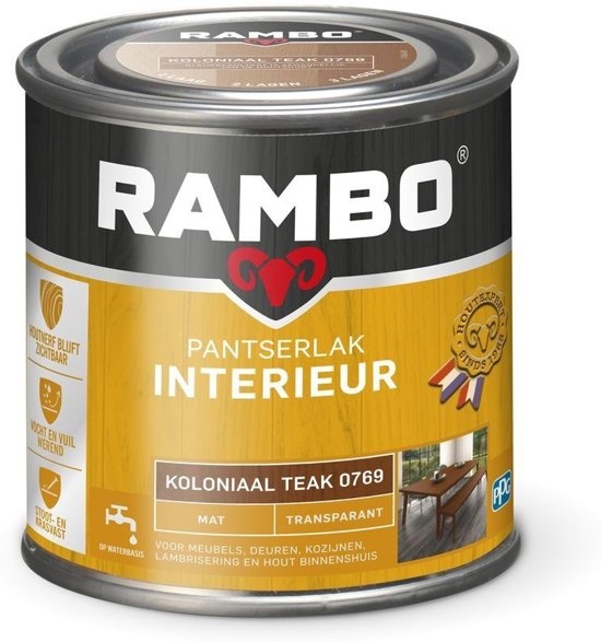Rambo Pantserlak Interieur Transparant Mat - Koloniaal Teak