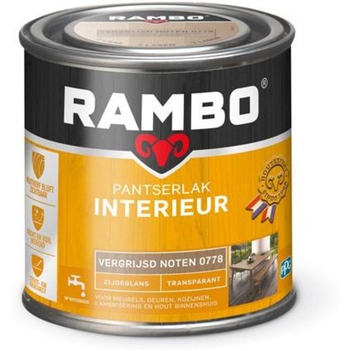 Rambo Pantserlak Interieur Transparant Zijdeglans - 250 ml Vergrijsd noten