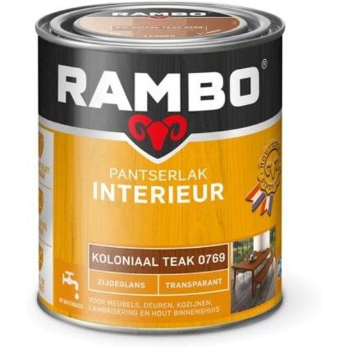 Rambo Pantserlak Interieur Transparant Zijdeglans - Koloniaal teak