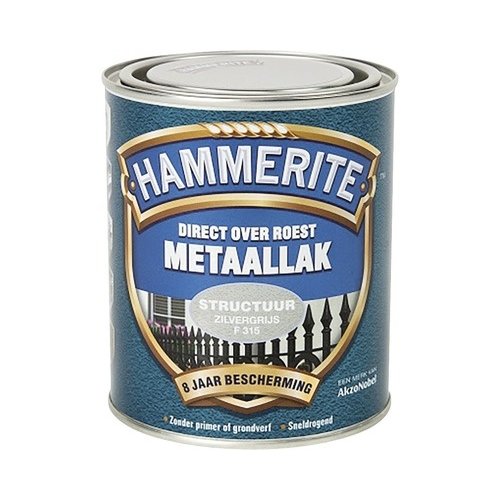 Hammerite Metaallak Direct over Roest Structuur - F315 Zilvergrijs