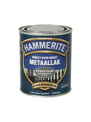 Hammerite Metaallak Direct over Roest Structuur - F319 Donkergrijs