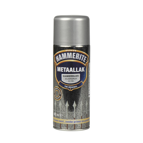 Hammerite Metaallak Direct over Roest Hamerslag Spuitbus - 400 ml H115 Zilvergrijs