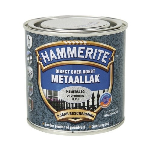 Hammerite Metaallak Direct over Roest Hamerslag - H115 Zilvergrijs