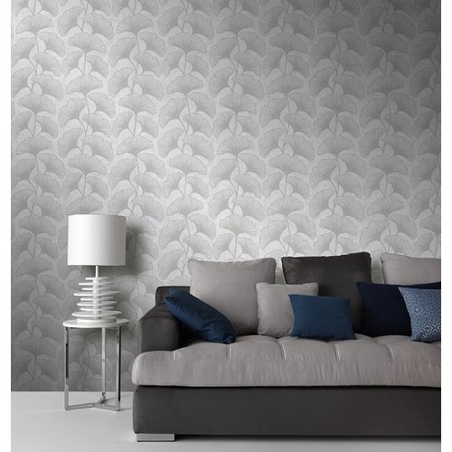 Dutch Wallcoverings Behang Carat Deluxe Bloem Wit/Grijs 10064-31